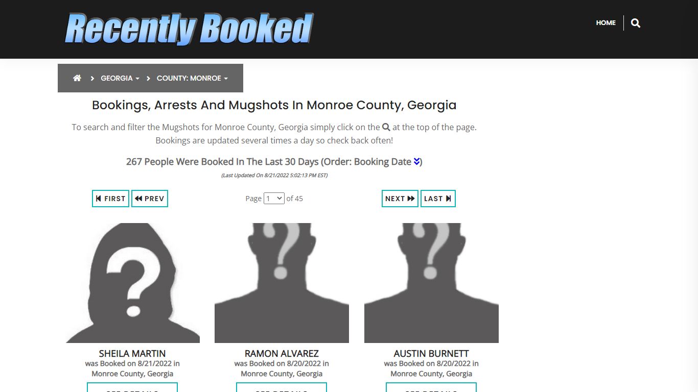 Recent bookings, Arrests, Mugshots in Monroe County, Georgia