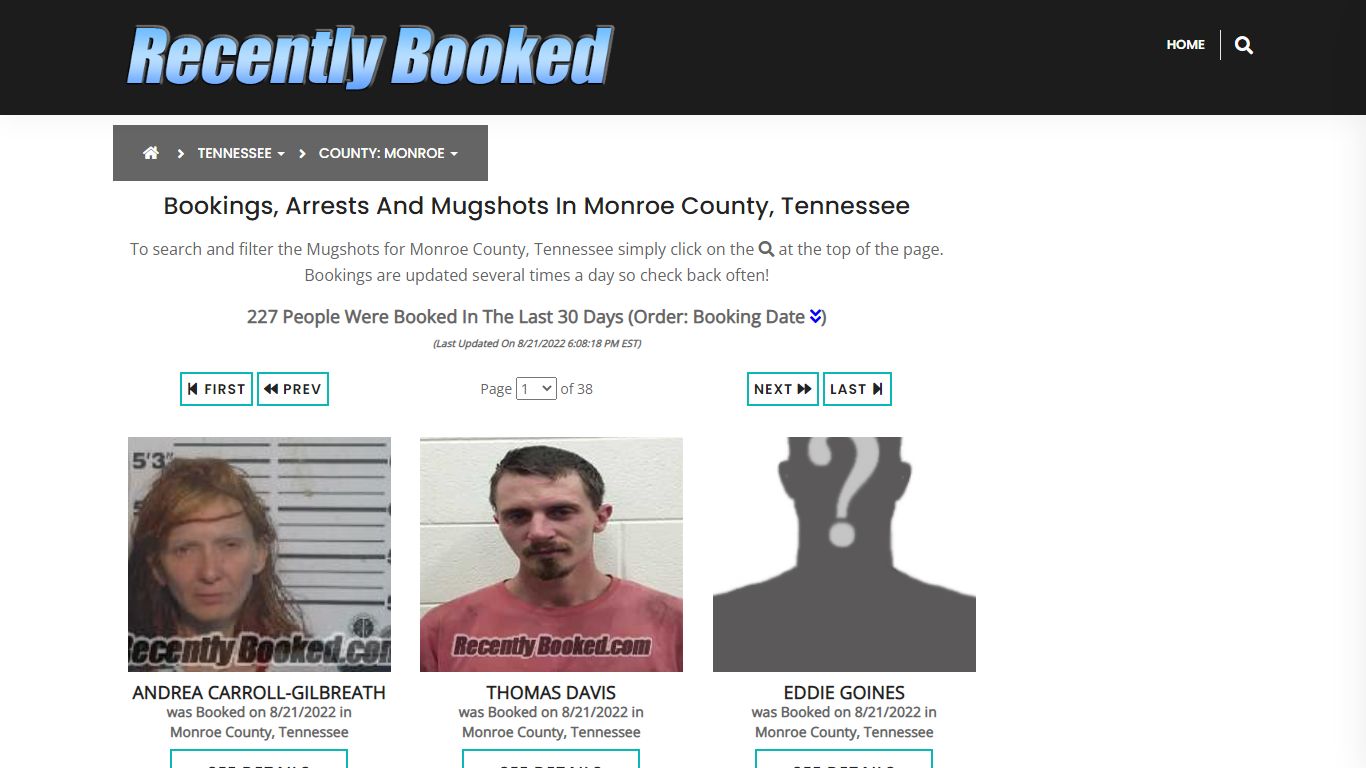Bookings, Arrests and Mugshots in Monroe County, Tennessee